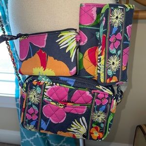 Vera Bradley Jazzy Blooms set wallet purse 3 piece